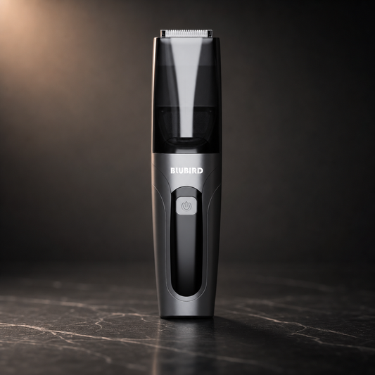 Manscaped Singapore review, dark editorial product photograph of a vacuum-powered men