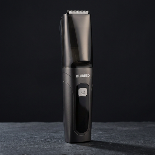 Blubird Suckaa trimmer with its clear empty capture chamber, IPX6 and spec details decoded for Singapore